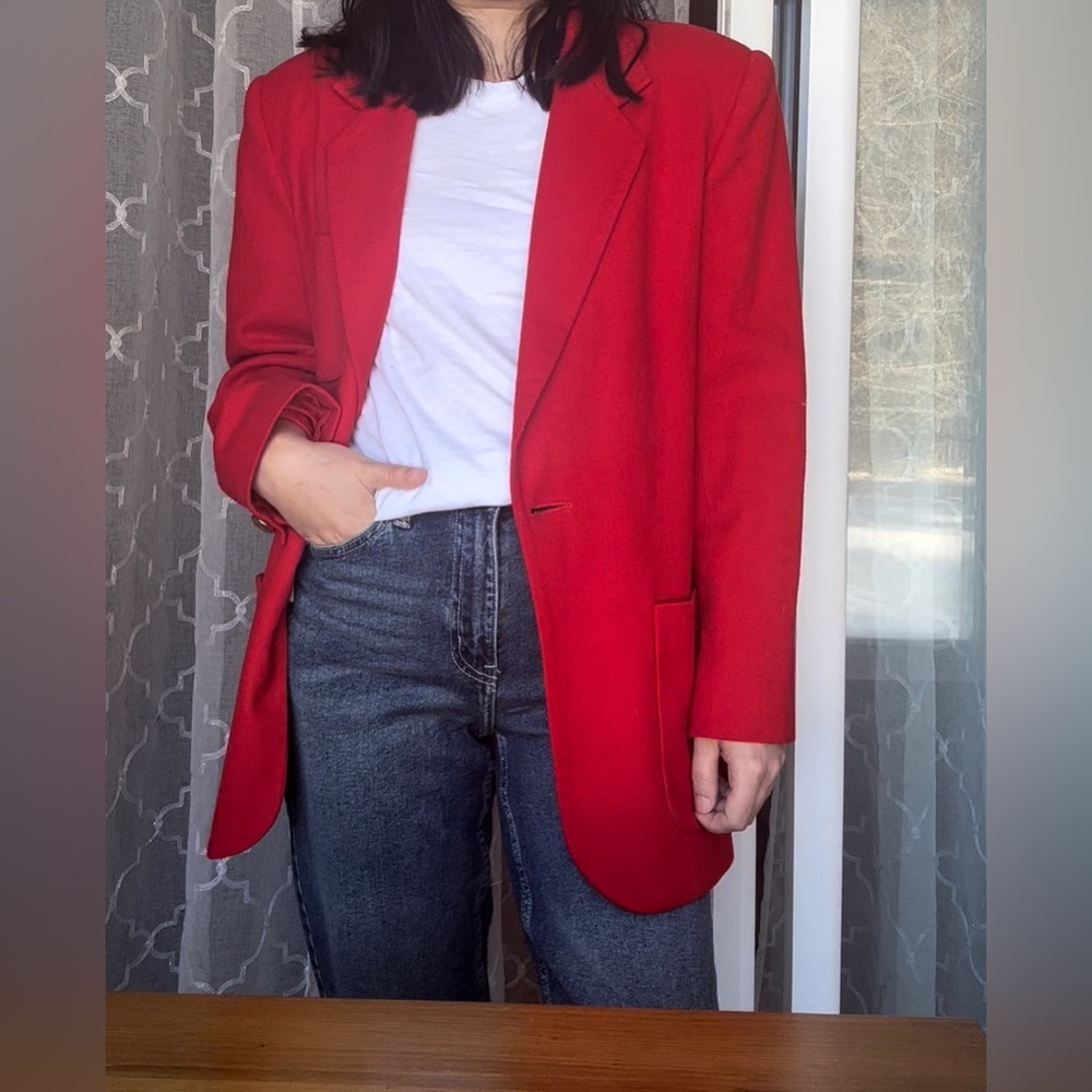 Womens Vintage Lynn Greene 100% wool blazer red size 6 petite fully lined
